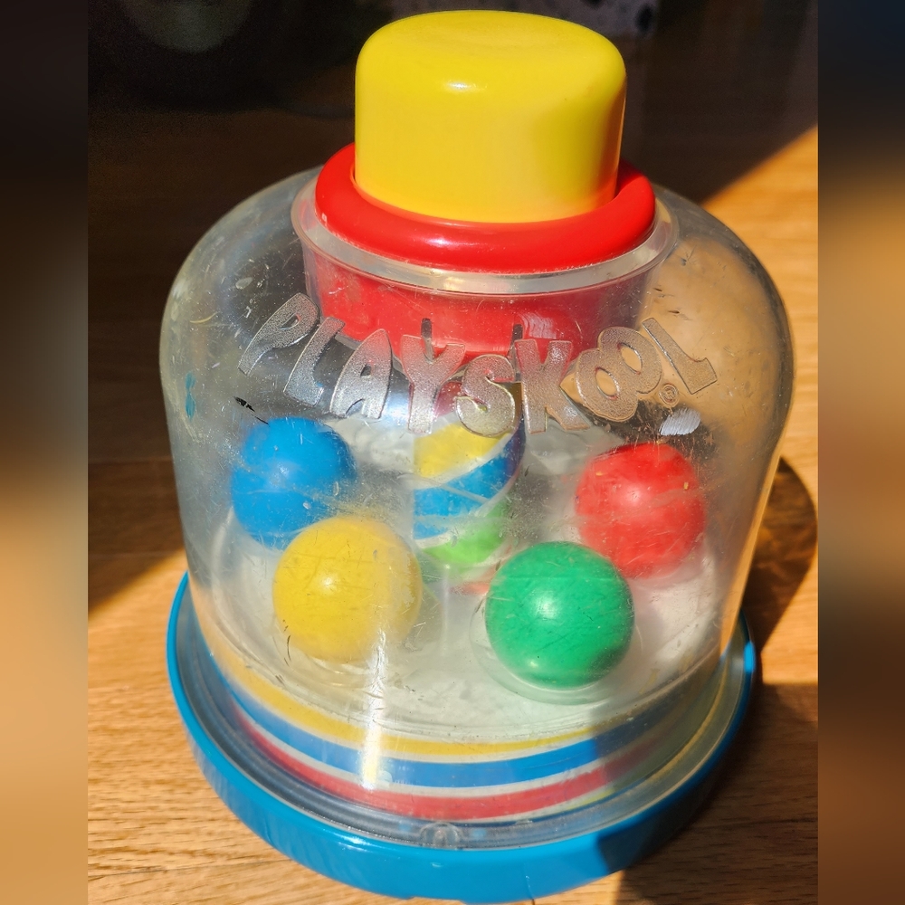 Vintage Playskool spinning top ball popper